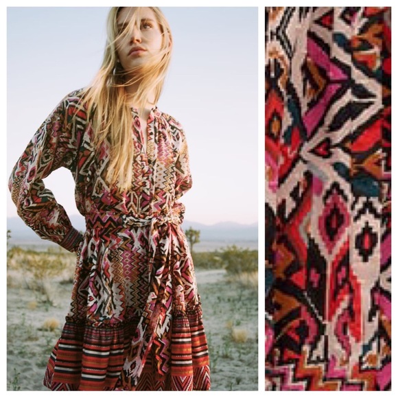 Zara Pink/Black Geometric Printed Mini Dress. Size L. - Picture 2 of 8